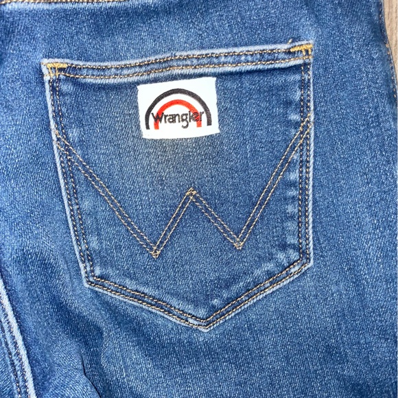 RARE Wrangler Flare Jeans Retro 28 x 32 Flat Pocket~ Rainbow Patch Vintage - Picture 8 of 9